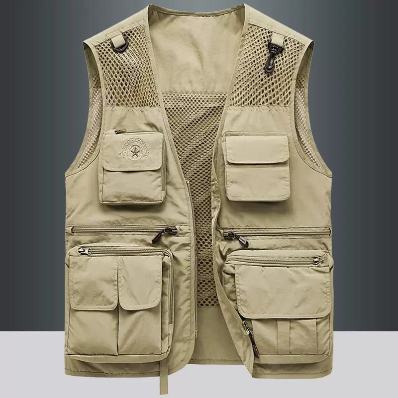 Importé - Giletl Homme En Mailles Multi-Poches Avec sac Sans Manches