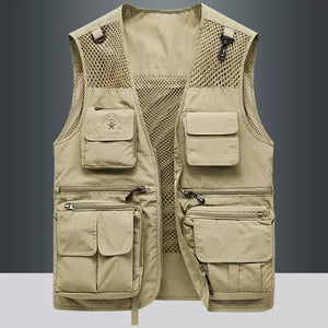 Importé - Giletl Homme En Mailles Multi-Poches Avec sac Sans Manches