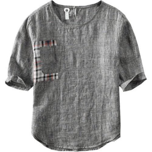 Importé - Chemise en Coton Lin Décontractée Homme Manches Courtes