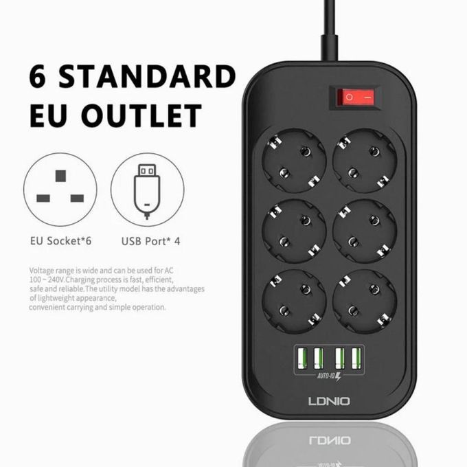 Multiprises Parasurtenseur Parafoudre Multiprotections - 6Prises + 4USB