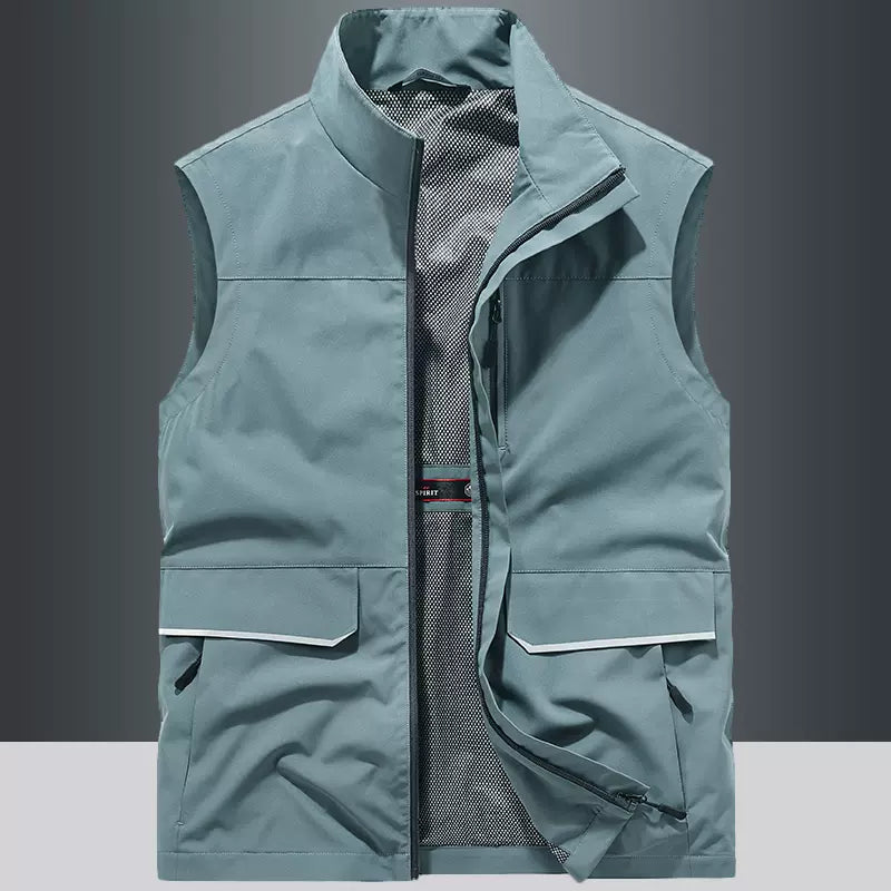 Importé - Chemise Pull Homme Style Gilet Multi-Poches Sans Manches