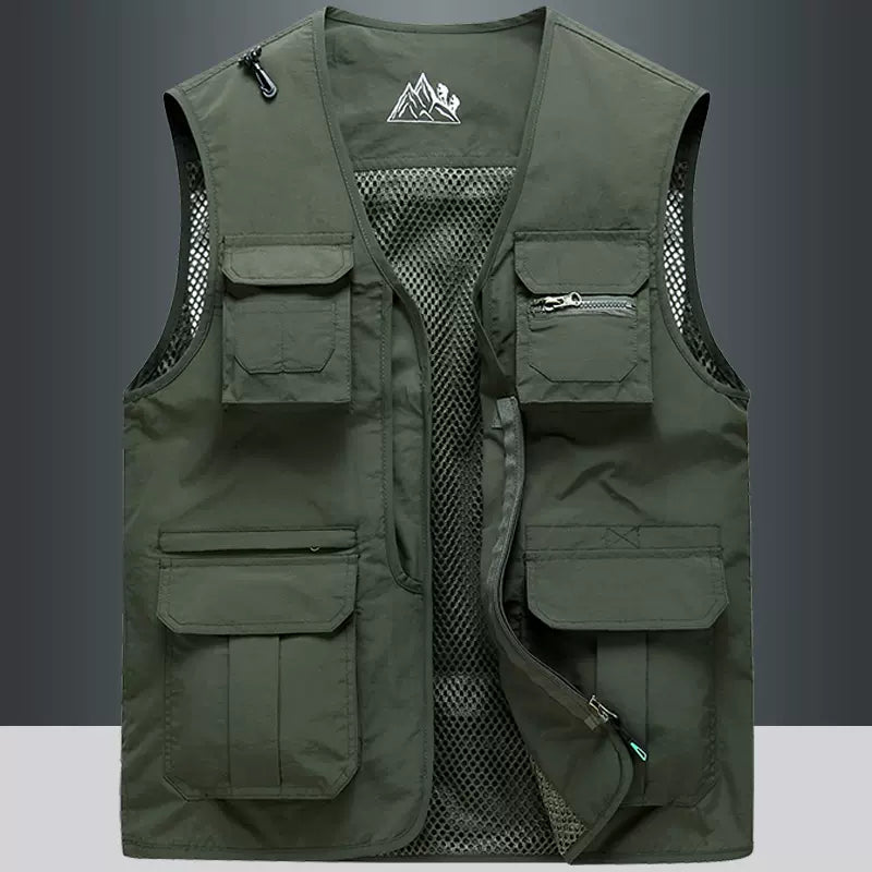 Importé - Giletl Homme En Mailles Multi-Poches Avec sac Sans Manches