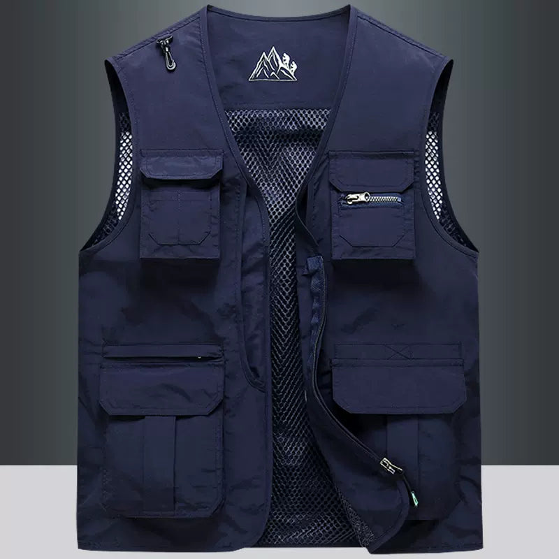 Importé - Giletl Homme En Mailles Multi-Poches Avec sac Sans Manches