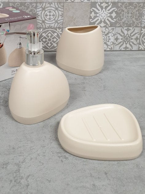 Accessoires sdb en Plastique-3pcs-Petra Crème