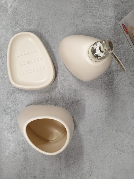Accessoires sdb en Plastique-3pcs-Petra Crème