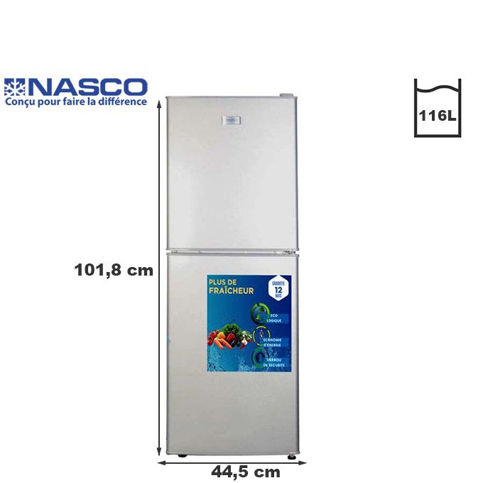 NASCO REFRIGERATEUR COMBINE - 116 LT NET - ECO ENERGIE- NASD2-183FL