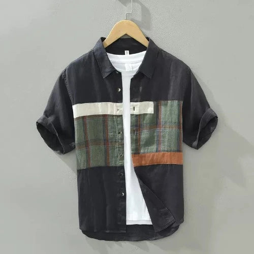Importé - Chemise Lin Homme Décontracté Manches Courtes
