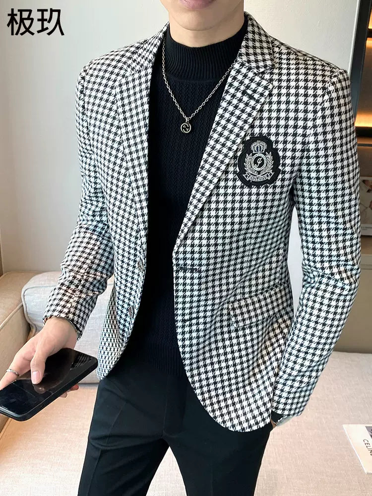 Importé - Blazer Veste Britannique Homme Décontracté A Carreaux Tendance