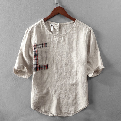 Importé - Chemise en Coton Lin Décontractée Homme Manches Courtes