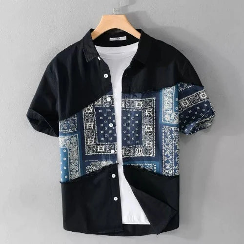 Importé - Chemise Pur Coton Lourd Homme Ethnique Manches Courtes