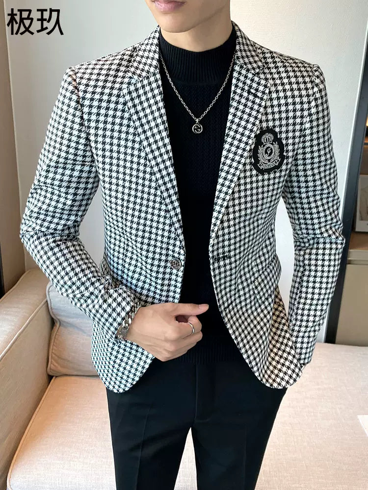Importé - Blazer Veste Britannique Homme Décontracté A Carreaux Tendance