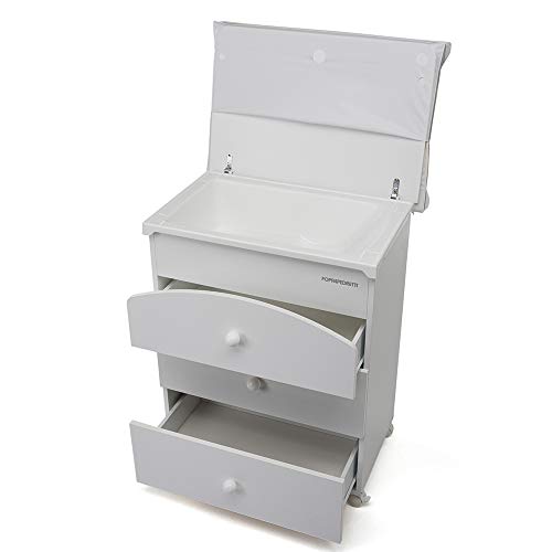 Meuble a Langer en Bois 3 tiroirs Nanamia Naturel Matelas Rayure-Taupe