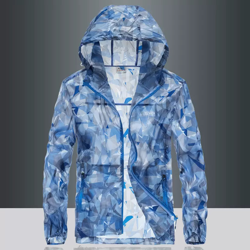 Importé - Pull Sport Homme Protection Solaire Ultra-Mince En Soie A Capuche