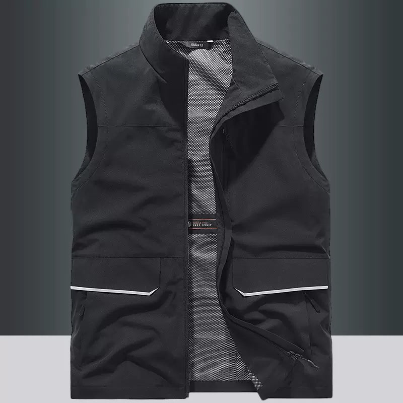 Importé - Chemise Pull Homme Style Gilet Multi-Poches Sans Manches