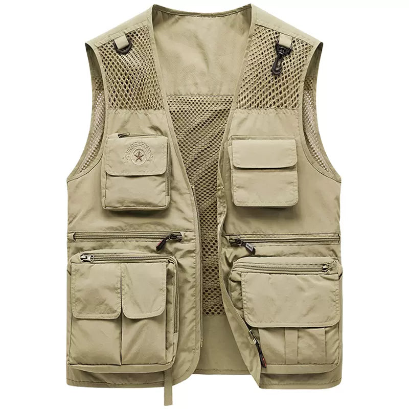 Importé - Giletl Homme En Mailles Multi-Poches Avec sac Sans Manches