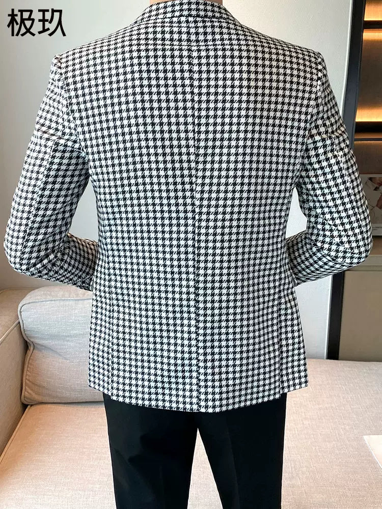 Importé - Blazer Veste Britannique Homme Décontracté A Carreaux Tendance