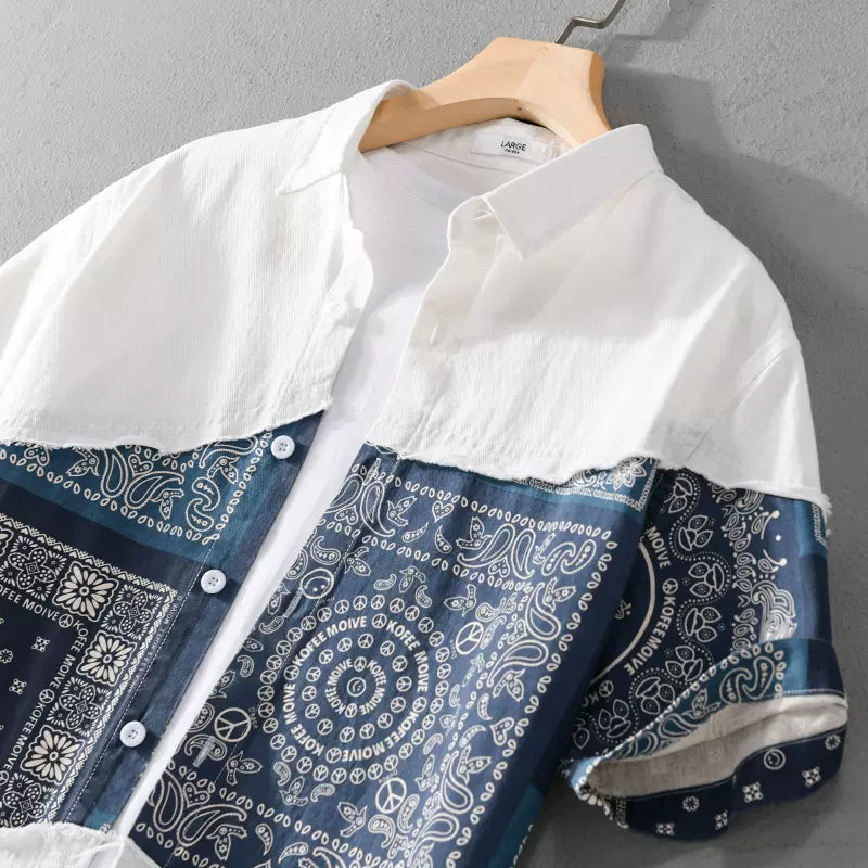 Importé - Chemise Pur Coton Lourd Homme Ethnique Manches Courtes