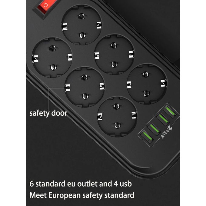 Multiprises Parasurtenseur Parafoudre Multiprotections - 6Prises + 4USB
