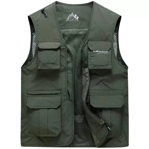 Importé - Gilet en Polyester pour Homme Slim Multi-Poches Sans Manches