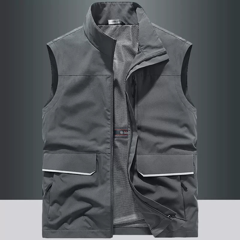 Importé - Chemise Pull Homme Style Gilet Multi-Poches Sans Manches