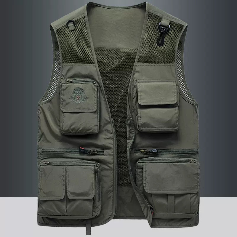 Importé - Giletl Homme En Mailles Multi-Poches Avec sac Sans Manches