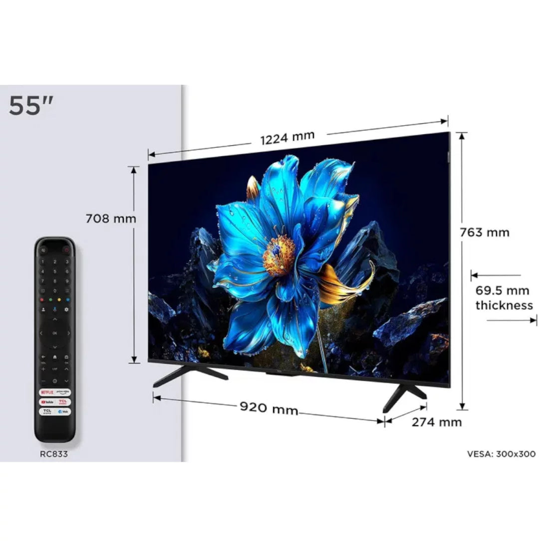 TCL TV QLED GOOGLE 55'' AIPQ PROCESSOR - 55P7K