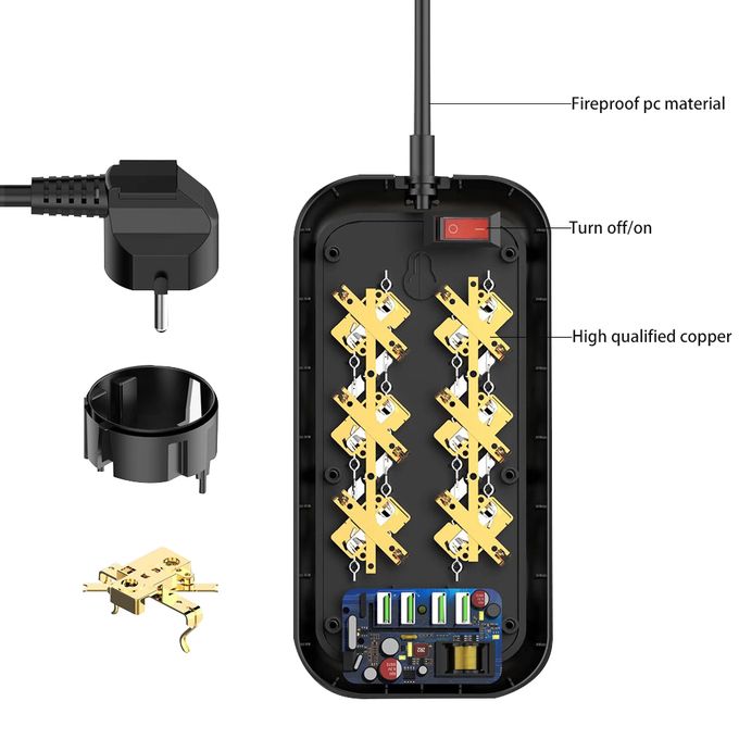 Multiprises Parasurtenseur Parafoudre Multiprotections - 6Prises + 4USB