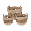 PANIER EN PAILLE TRESSE-SET DE 3PCS-COULEUR NATURELLE
