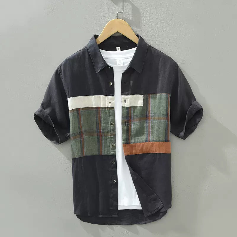 Importé - Chemise Lin Homme Décontracté Manches Courtes