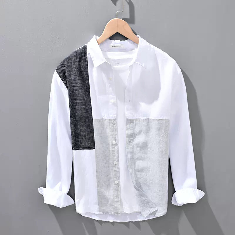 Importé - Chemise Homme Pur Lin Décontractée Manche Longue
