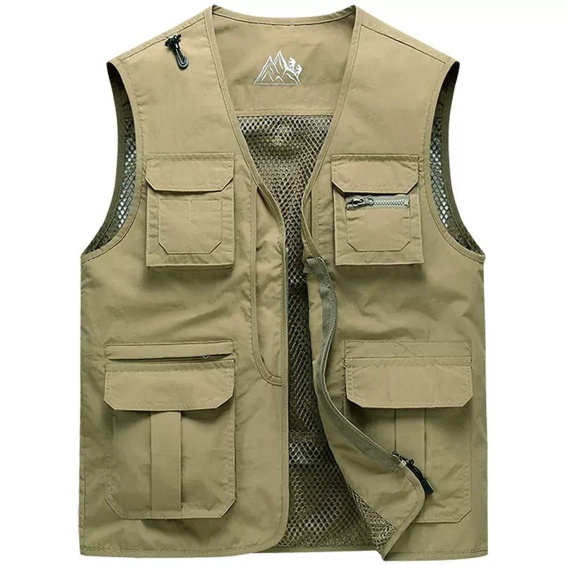 Importé - Gilet en Polyester pour Homme Slim Multi-Poches Sans Manches