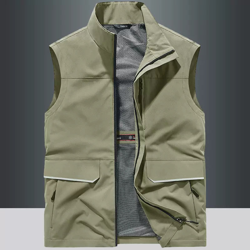 Importé - Chemise Pull Homme Style Gilet Multi-Poches Sans Manches