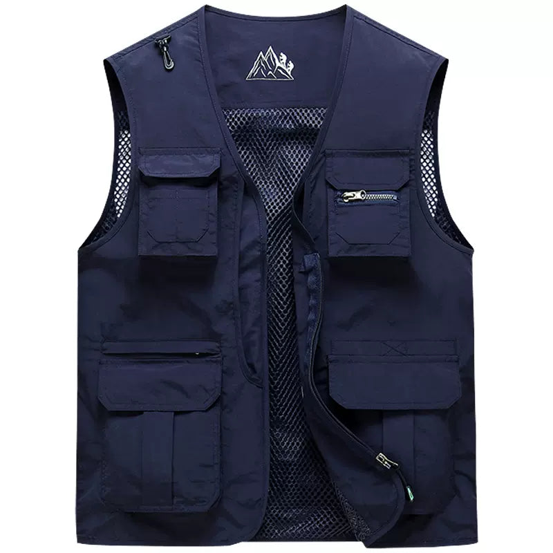 Importé - Gilet en Polyester pour Homme Slim Multi-Poches Sans Manches