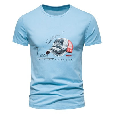 Importé - T-Shirt Col Rond Hommes Décontractés Manches Courtes En Coton