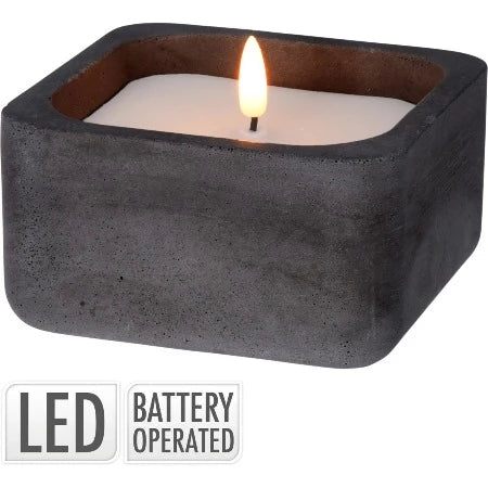 Bougie Lumineuse a Led dans Pot en Ciment ASST