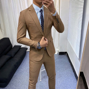 Importé - Ensemble Costume Slim Homme Style Britannique 2 Pièces à 1 Bouton