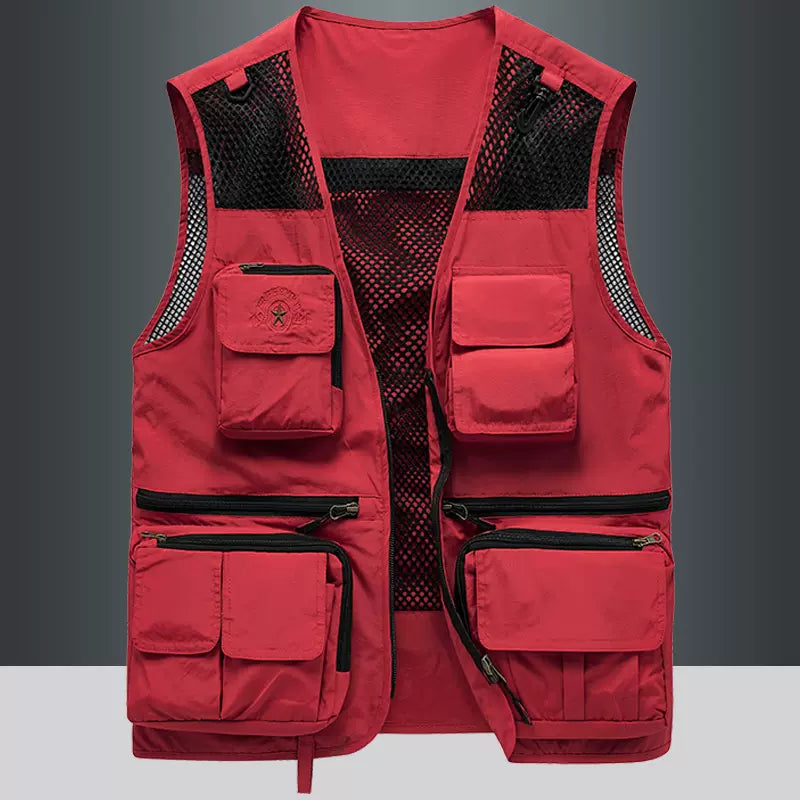 Importé - Giletl Homme En Mailles Multi-Poches Avec sac Sans Manches