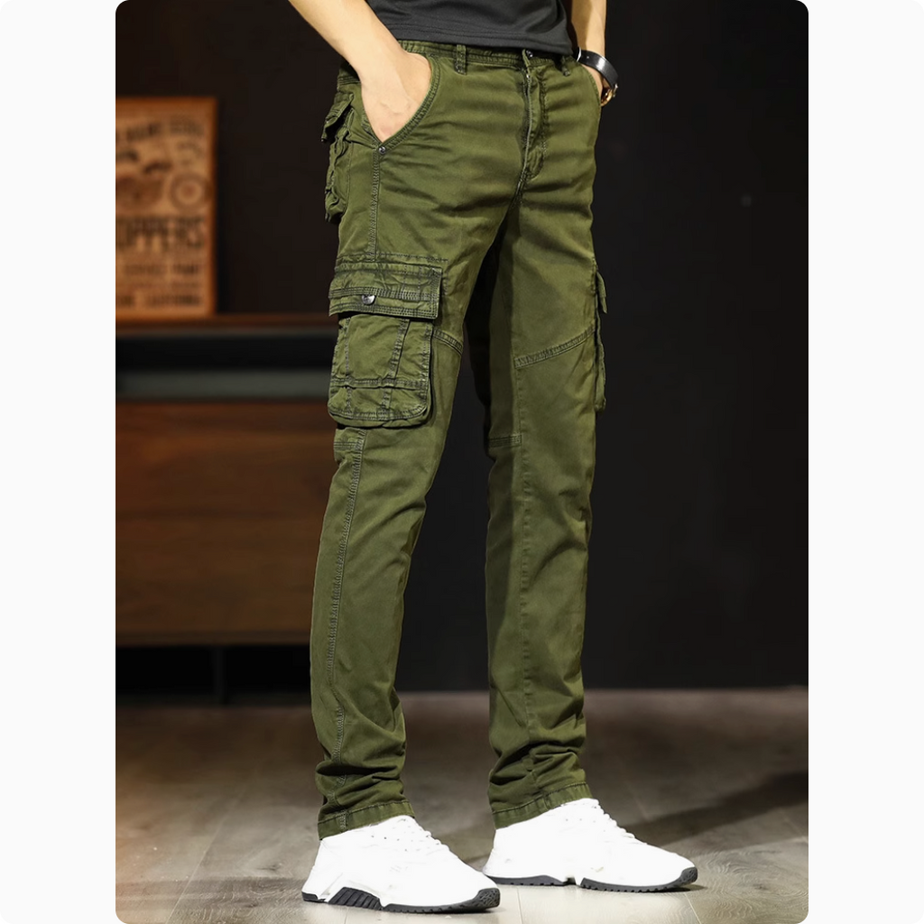 Importé - Pantalon Cargo Homme Pur Coton Slim Décontracté
