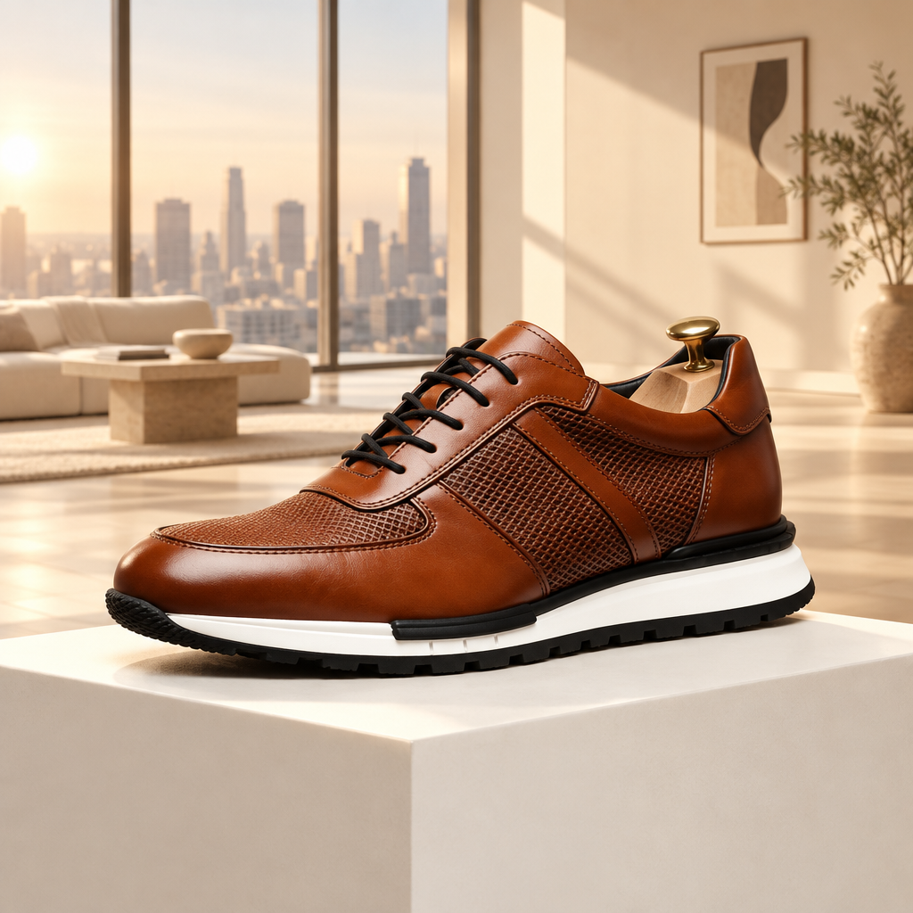 Importé - Chaussures Homme Cuir de Vachette Gaufré Respirantes