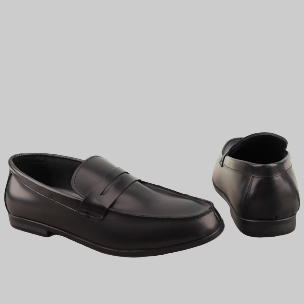 SOLDÉ - Mocassins Britannique Cuir Véritable Noir RESTE 1