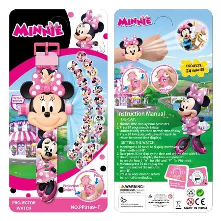 Montre A Projection Minnie Mouse Rose+3ans