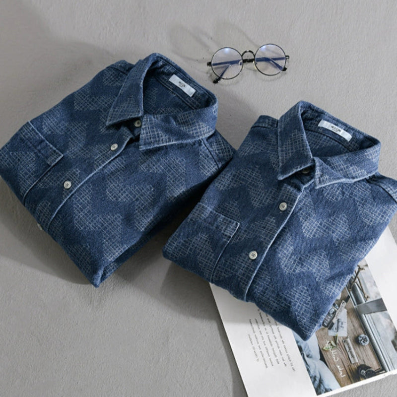 Importé - Chemise Homme Coton Lourd Texturé Manche Longue