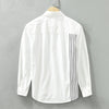 Importé - Chemise Coton Lin à Rayures Homme Manche Longue