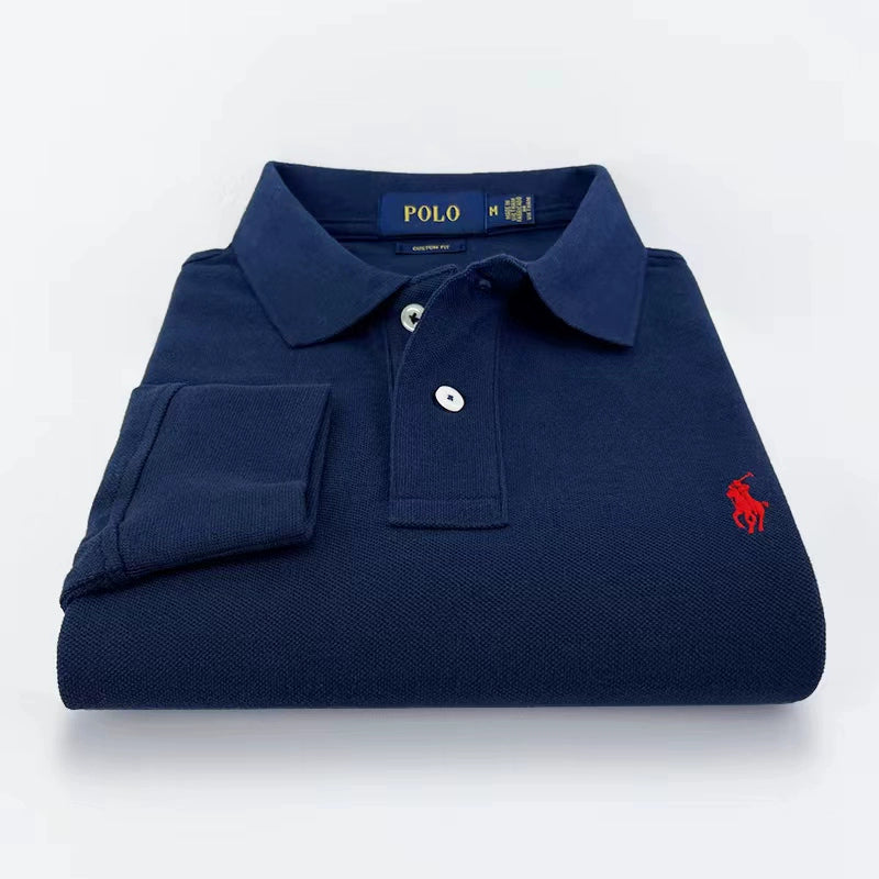 Importé - Polo Pur Coton Homme Décontracté Manche Longue