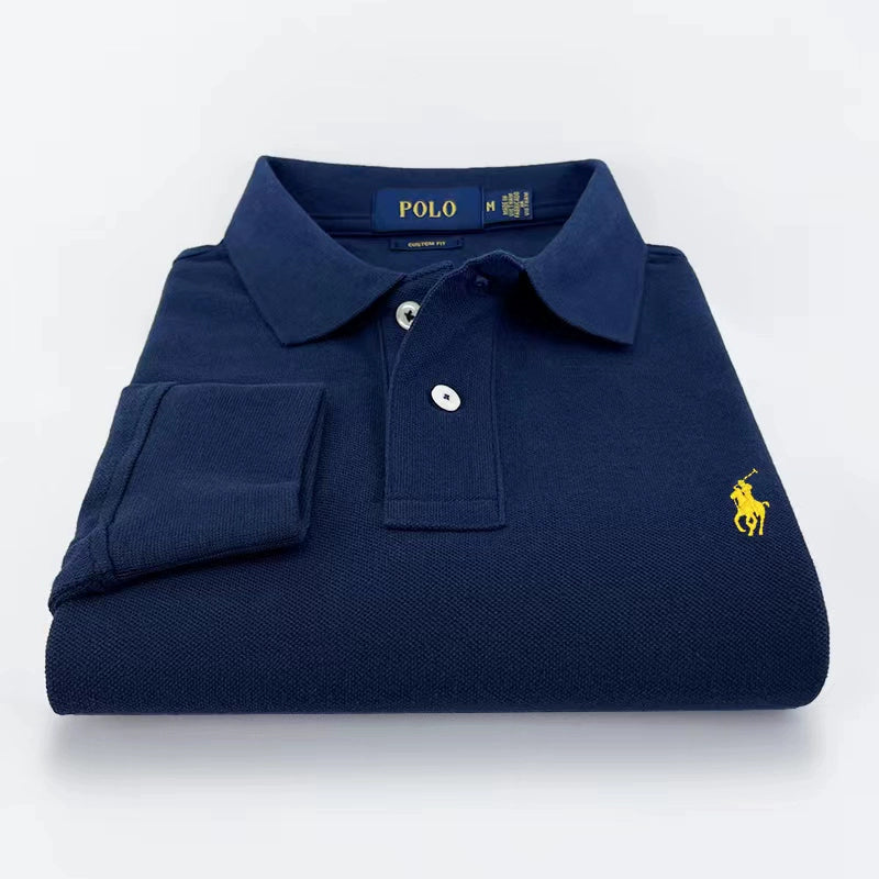 Importé - Polo Pur Coton Homme Décontracté Manche Longue