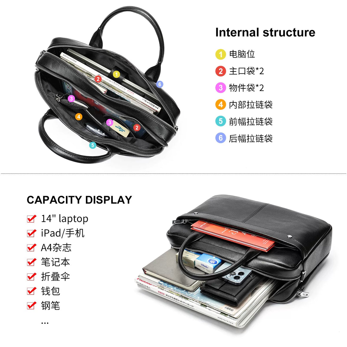 Importé - Sac Premium Cuir Gaufré Pour PC Ordinateur 14''