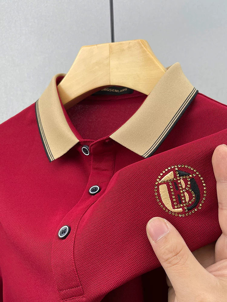 Importé - Polo Brodé Homme Manche Longue