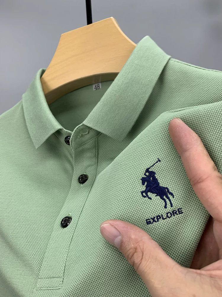 Importé - Polo Brodé Homme Manche Longue Fibres de Coton