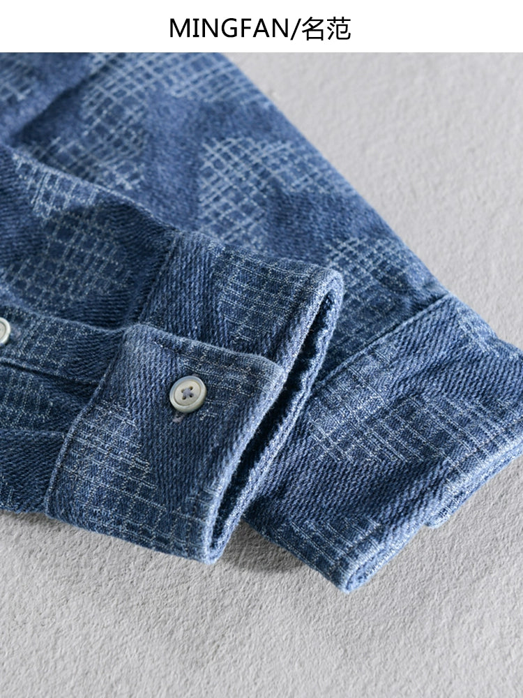 Importé - Chemise Homme Coton Lourd Texturé Manche Longue