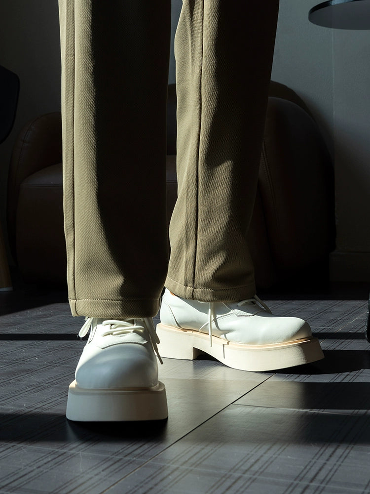 Importé - Chaussure Homme Derby Britanniques En Cuir A Gros Talon